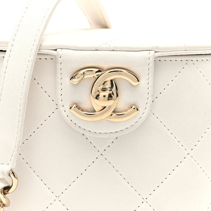 Chanel Lambskin Resin Elegant Chain Vanity Case White 8 of 11