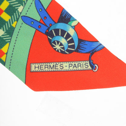 Hermes Silk Voitures Nouvelles Twilly Vert Anis Rouge 4 of 5