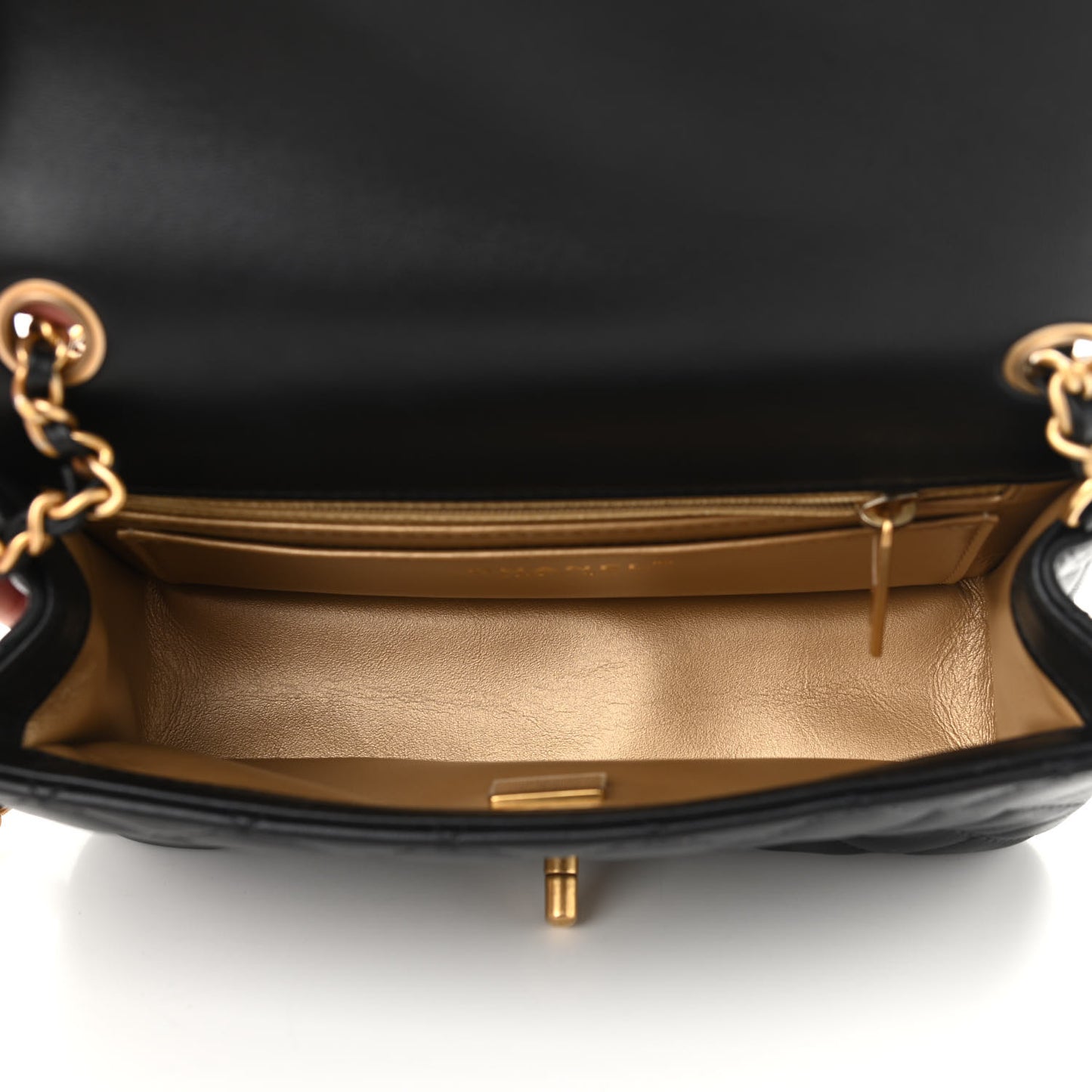 Lambskin Quilted Mini Rectangular Pearl Crush Flap Black