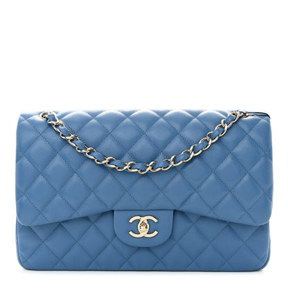 Chanel Caviar Quilted Jumbo Double Flap Blue 1 of 16