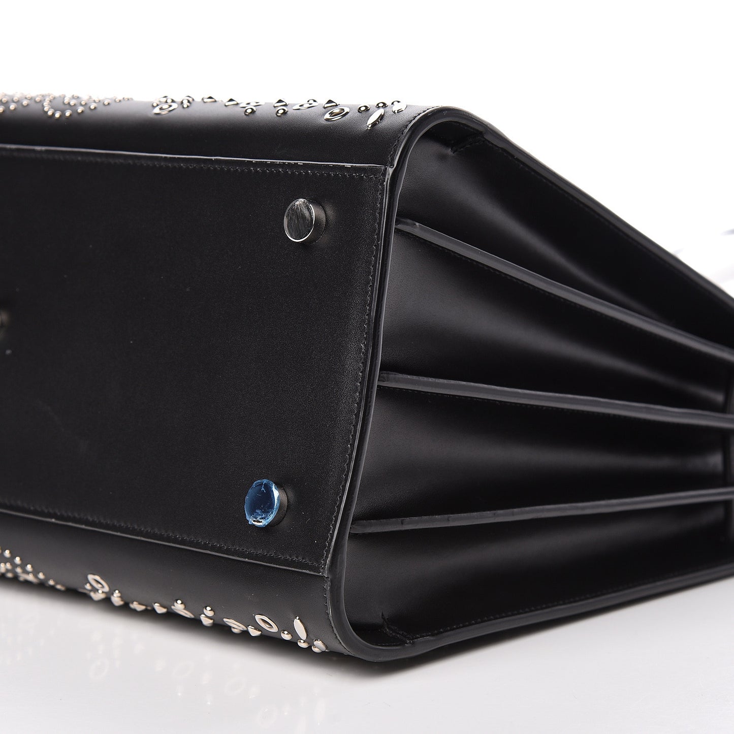 Calfskin Perforated Bandana Studded Small Sac De Jour Black
