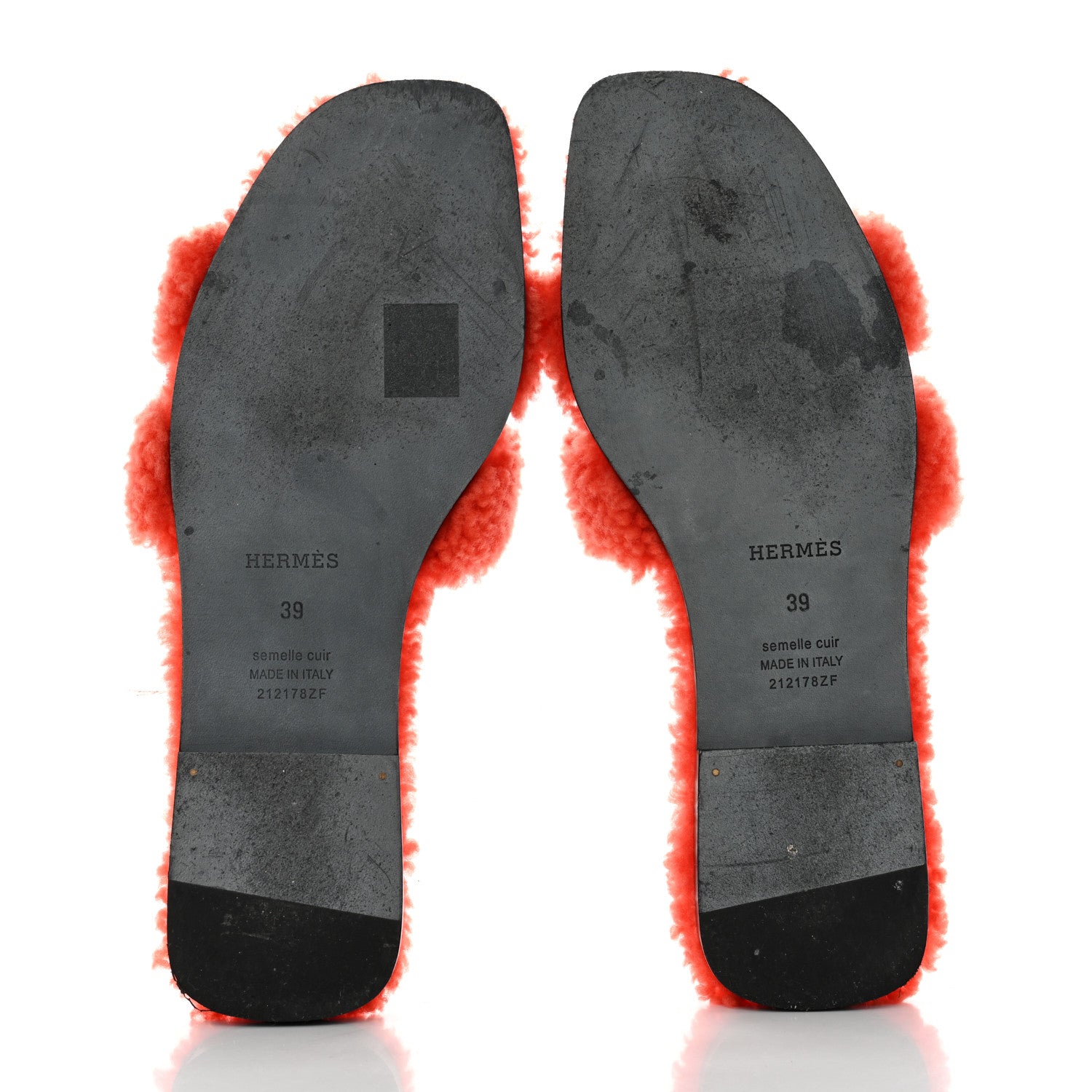 Hermes Woolskin Oran Sandals 37 Orange 5 of 8
