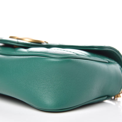 Gucci Calfskin Matelasse Super Mini GG Marmont Shoulder Bag Emerald Green 9 of 10