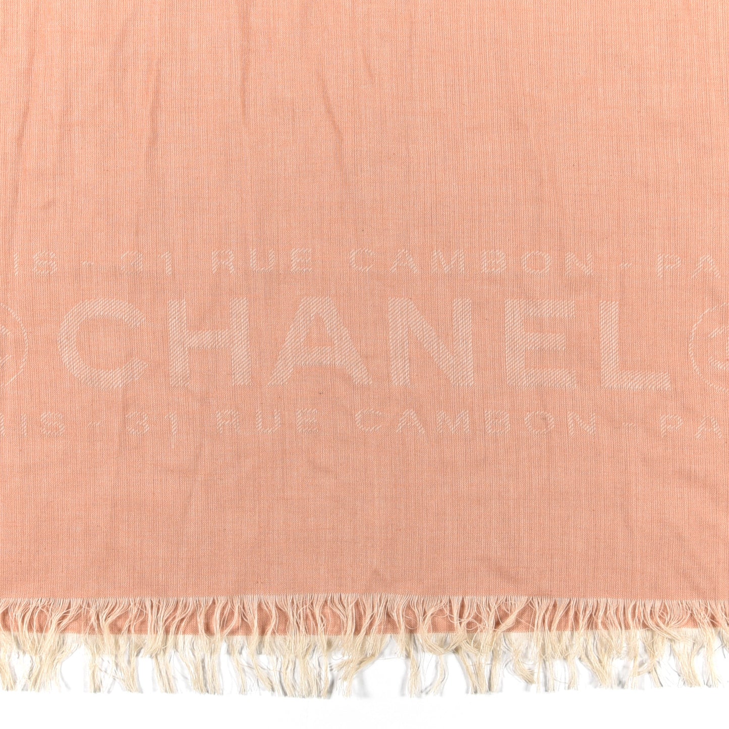 Cashmere Silk CC Rue Cambon Fringe Scarf Pink