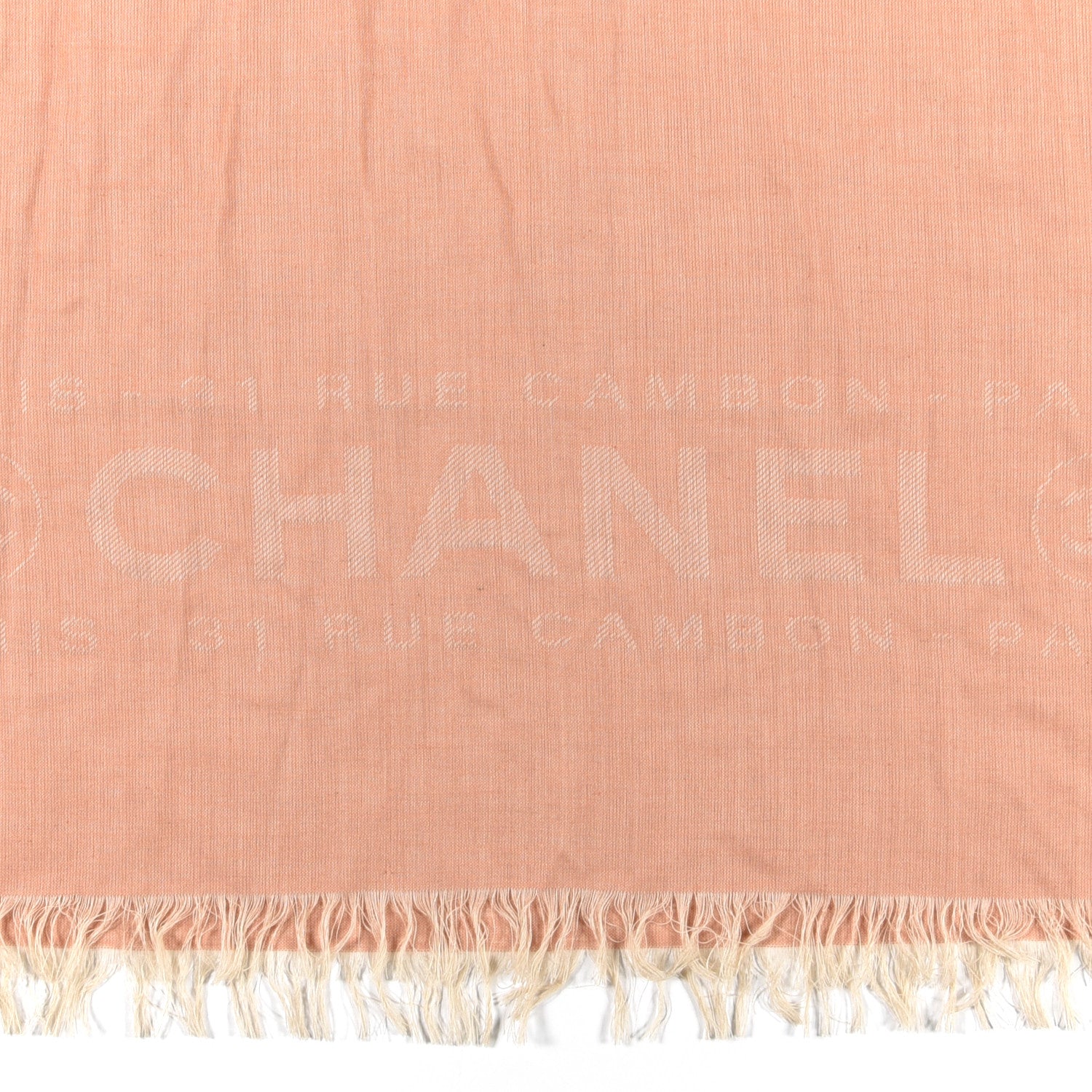 Chanel Cashmere Silk CC Rue Cambon Fringe Scarf Pink 3 of 3