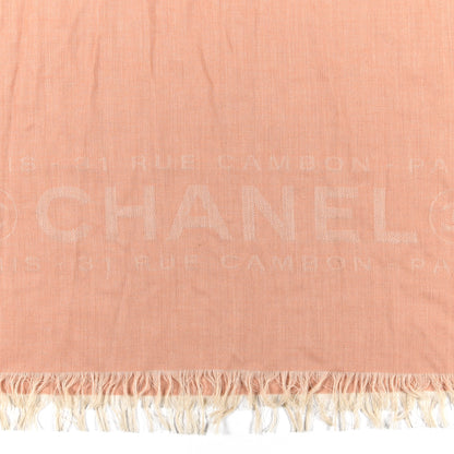 Chanel Cashmere Silk CC Rue Cambon Fringe Scarf Pink 3 of 3