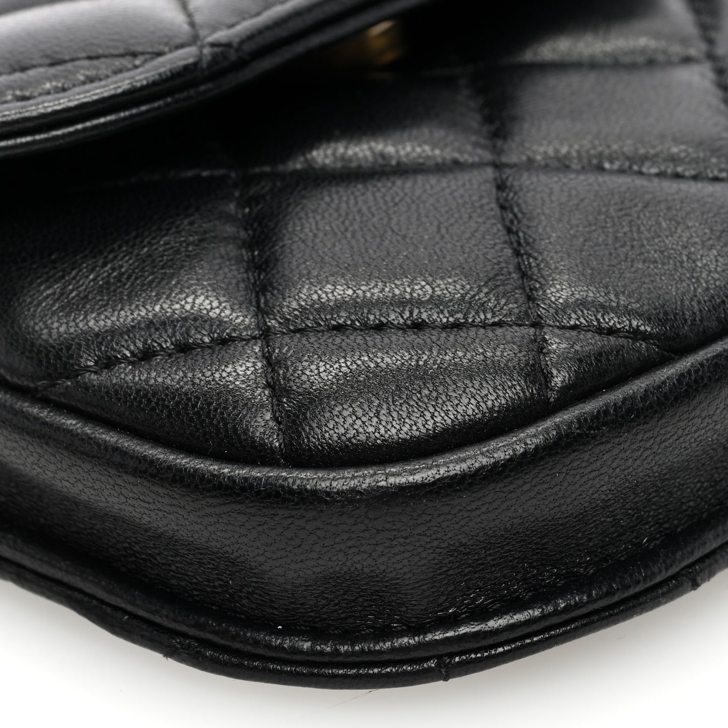 Lambskin Quilted Pearl Crush Waist Bag Black