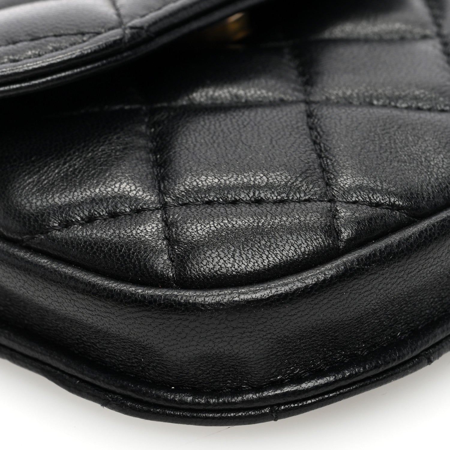 Chanel Lambskin Quilted Pearl Crush Waist Bag Black 9 of 10