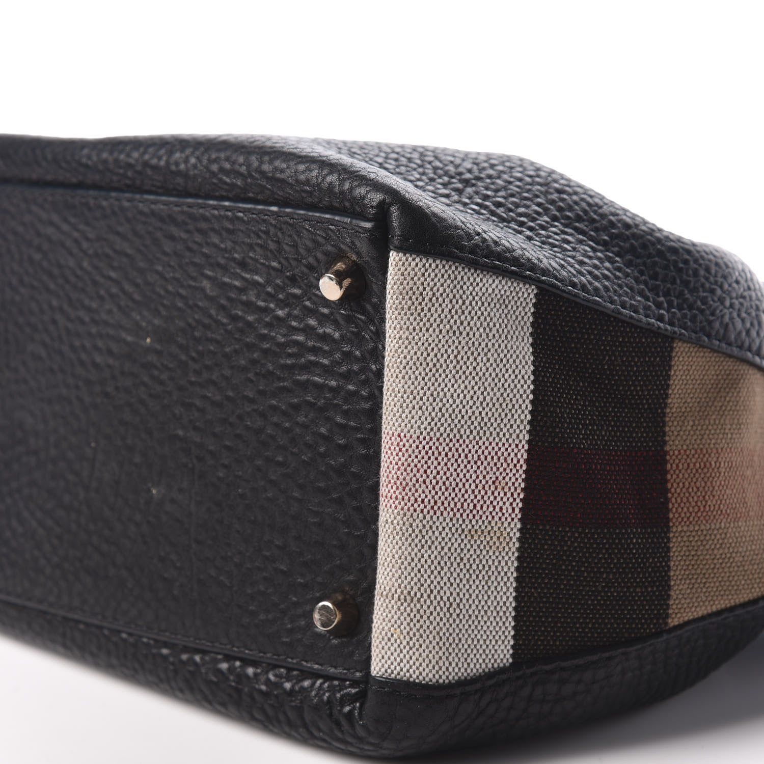 Burberry Grainy Calfskin House Check Small Maidstone Black 7 of 9