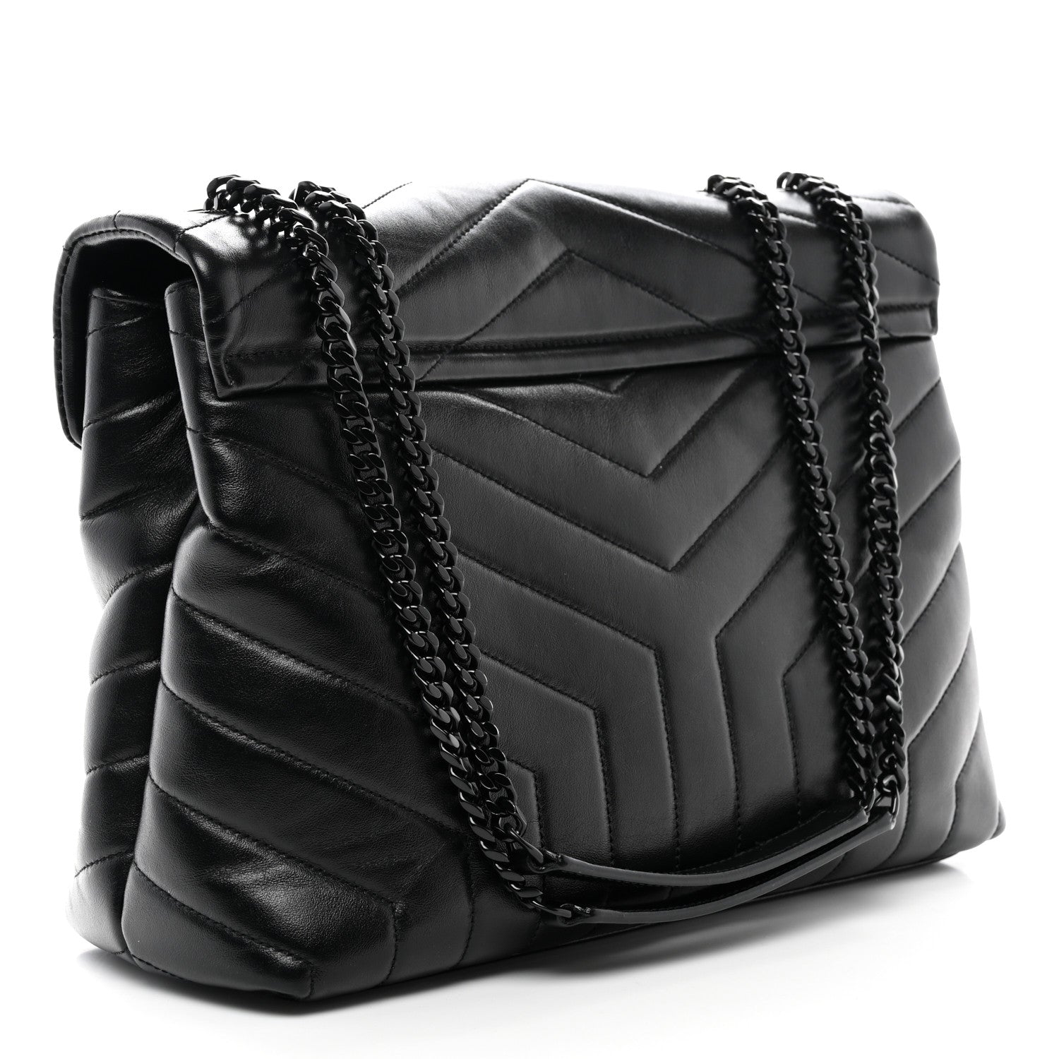 Saint Laurent Calfskin Y Quilted Monogram Monochrome Medium Loulou Chain Satchel Black 3 of 12