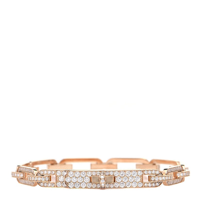 Hermes 18K Yellow Gold Diamond Full Pave PM Kelly Chaine Bracelet SH 1 of 5