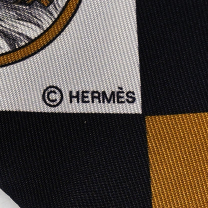Hermes Silk Colliers Et Chiens Twilly Black Gold White 3 of 4