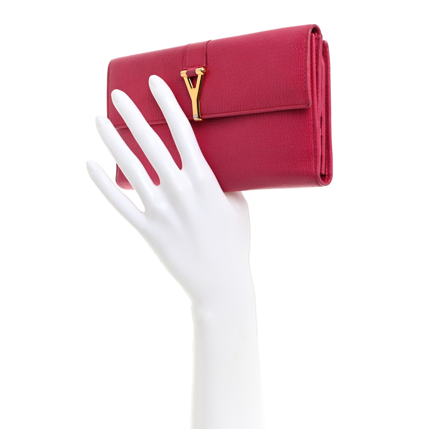 Saint Laurent Calfskin Classic Y Ligne Wallet Fuchsia 2 of 14