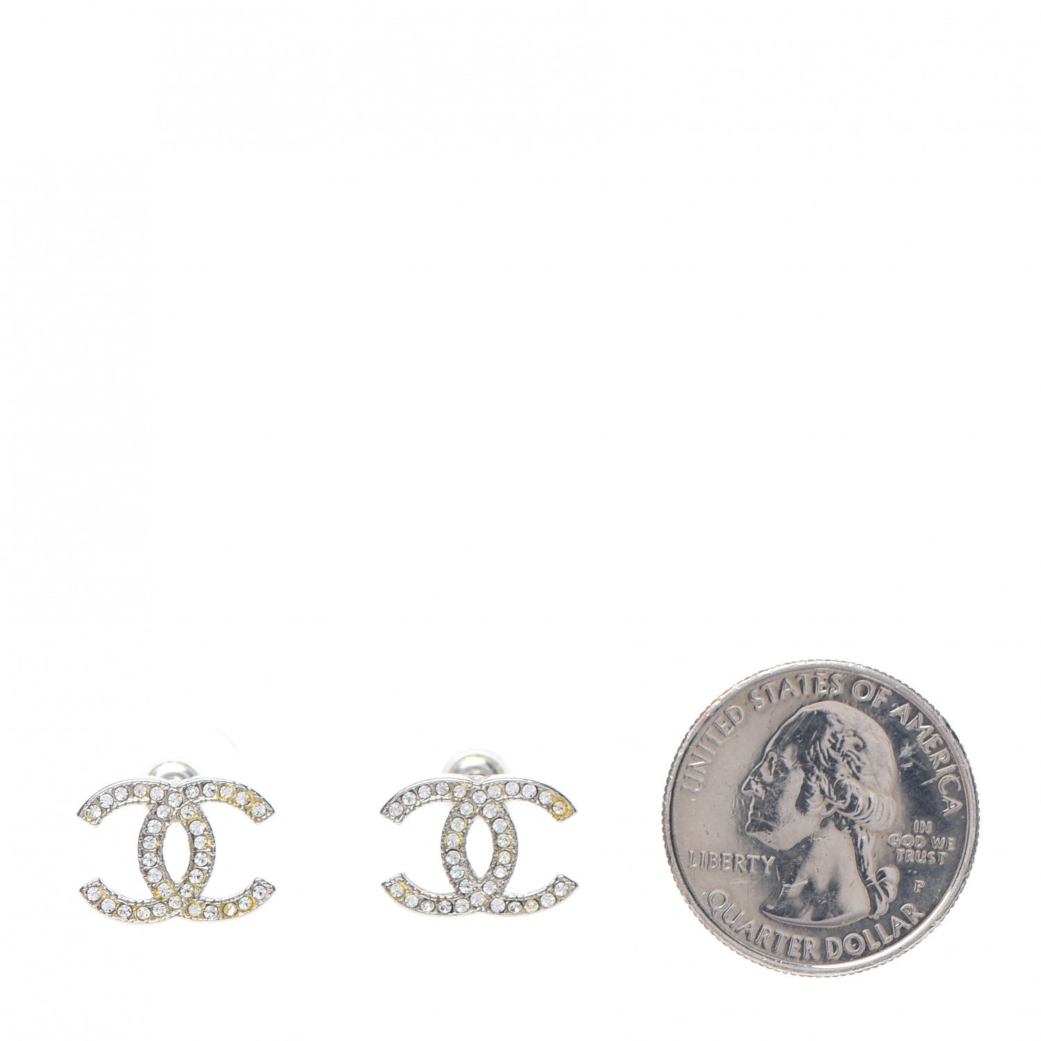Chanel Crystal CC Earrings Silver 2 of 3