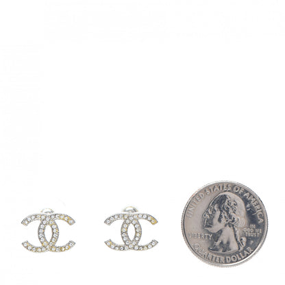 Chanel Crystal CC Earrings Silver 2 of 3