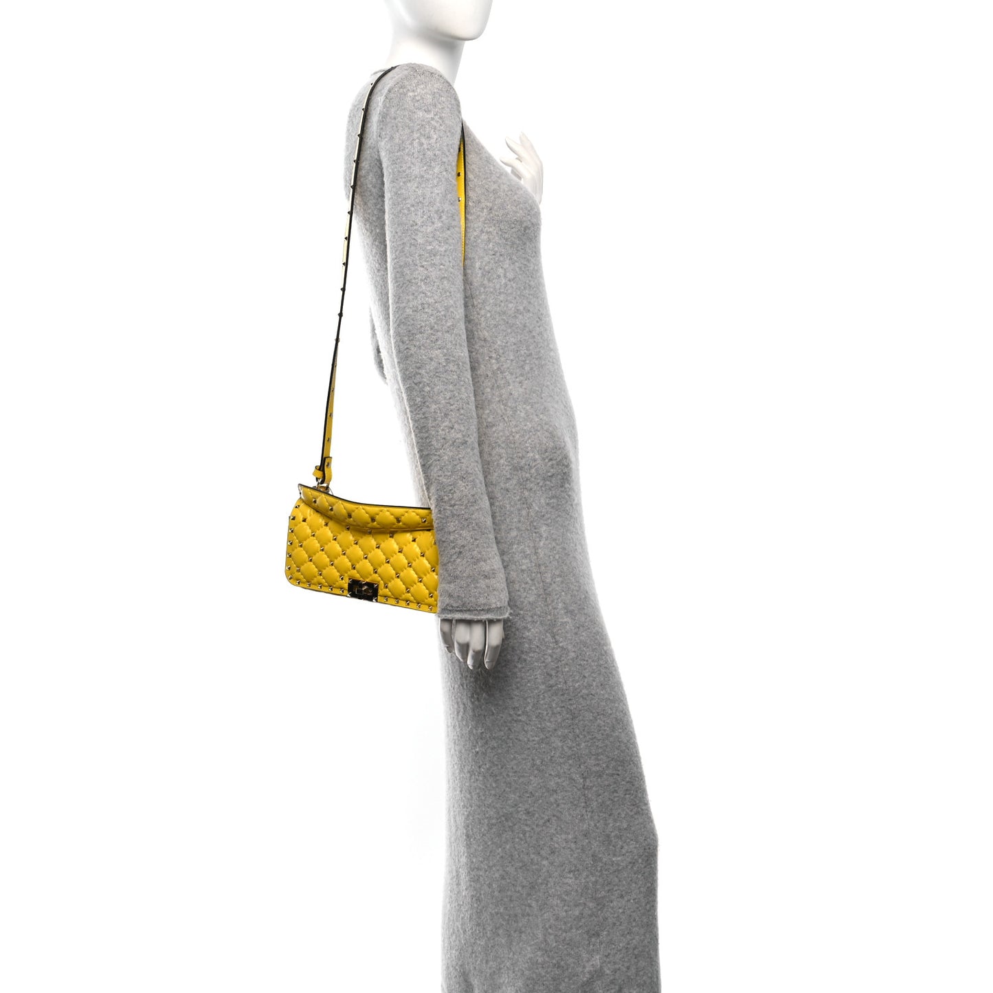 Nappa Small Rockstud Spike Shoulder Bag Yellow