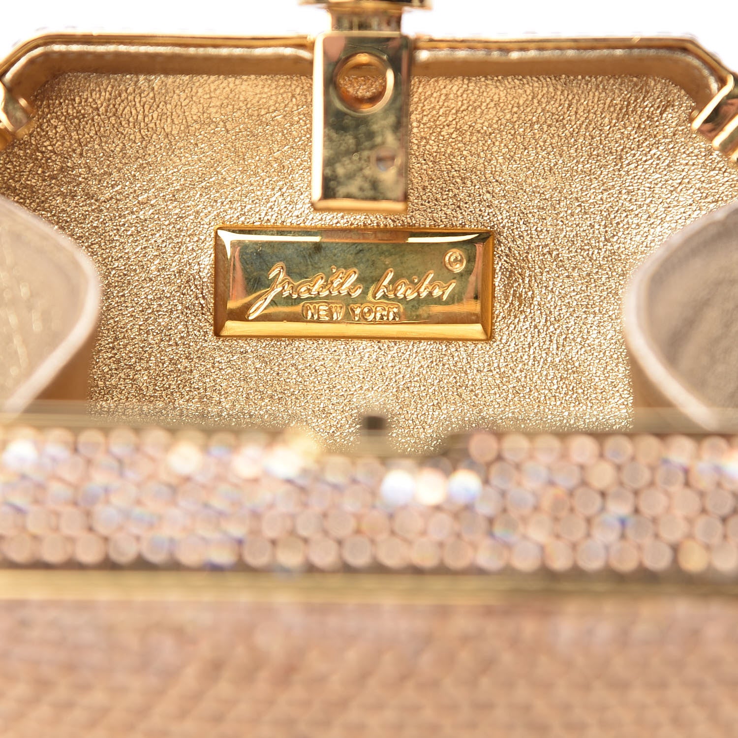 Judith Leiber Swarovski Crystal Minaudiere Clutch Gold 6 of 9