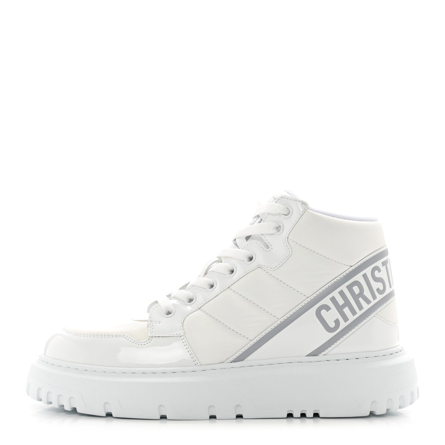 Nylon Fabric Womens D-Player High Top Sneakers 39.5 White Grey
