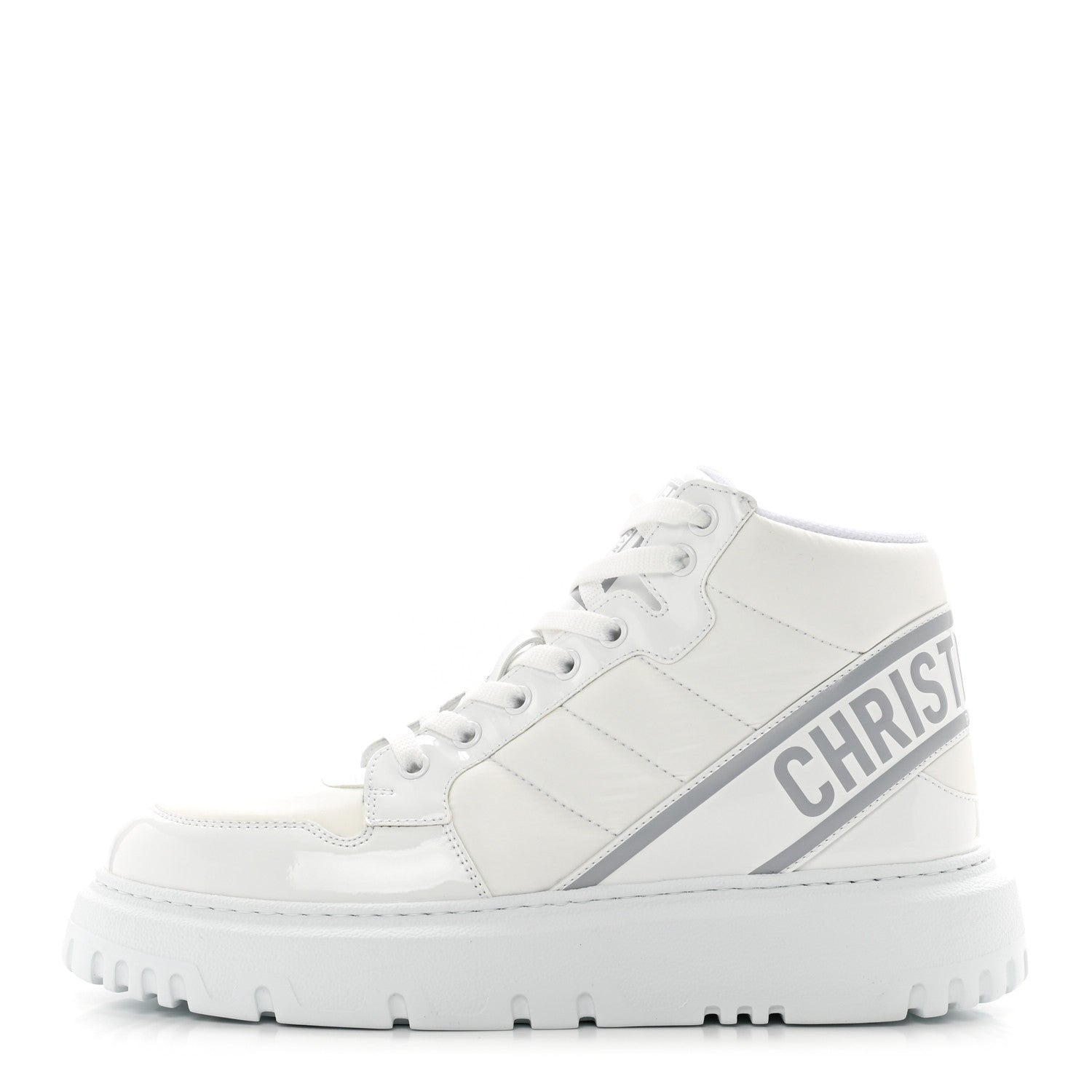 Christian Dior Nylon Fabric Womens D-Player High Top Sneakers 39.5 White Grey 1 of 9