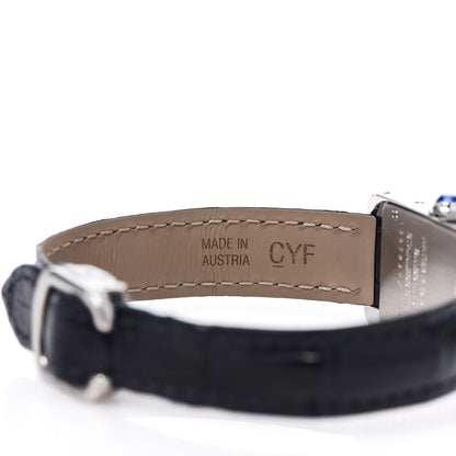 Cartier Stainless Steel Alligator 19mm Tank Americaine Quartz Watch Blue 6 of 8