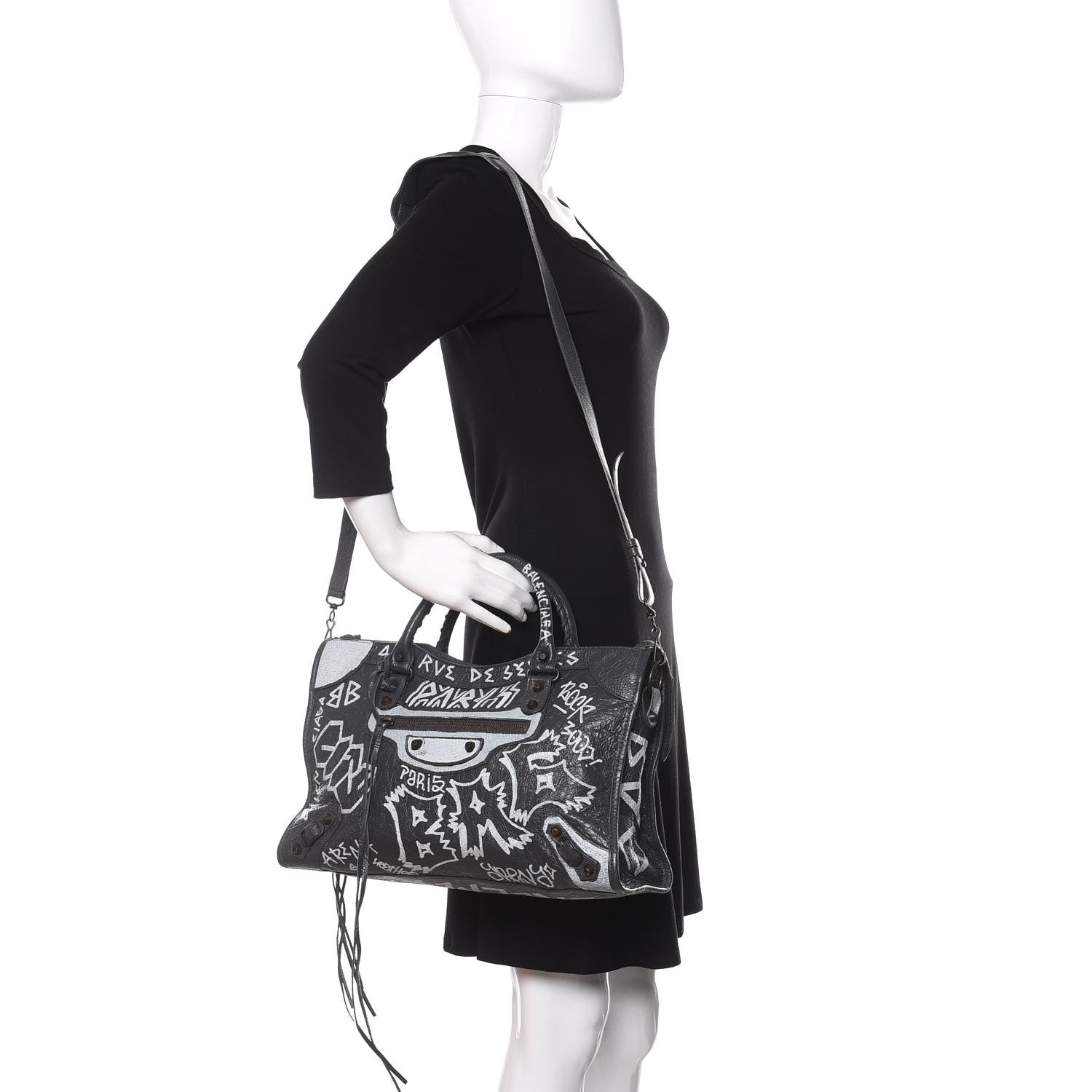 Balenciaga Agneau Arena Graffiti All Over Classic Hardware City Gris Fossile White 2 of 10