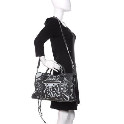 Balenciaga Agneau Arena Graffiti All Over Classic Hardware City Gris Fossile White 2 of 9