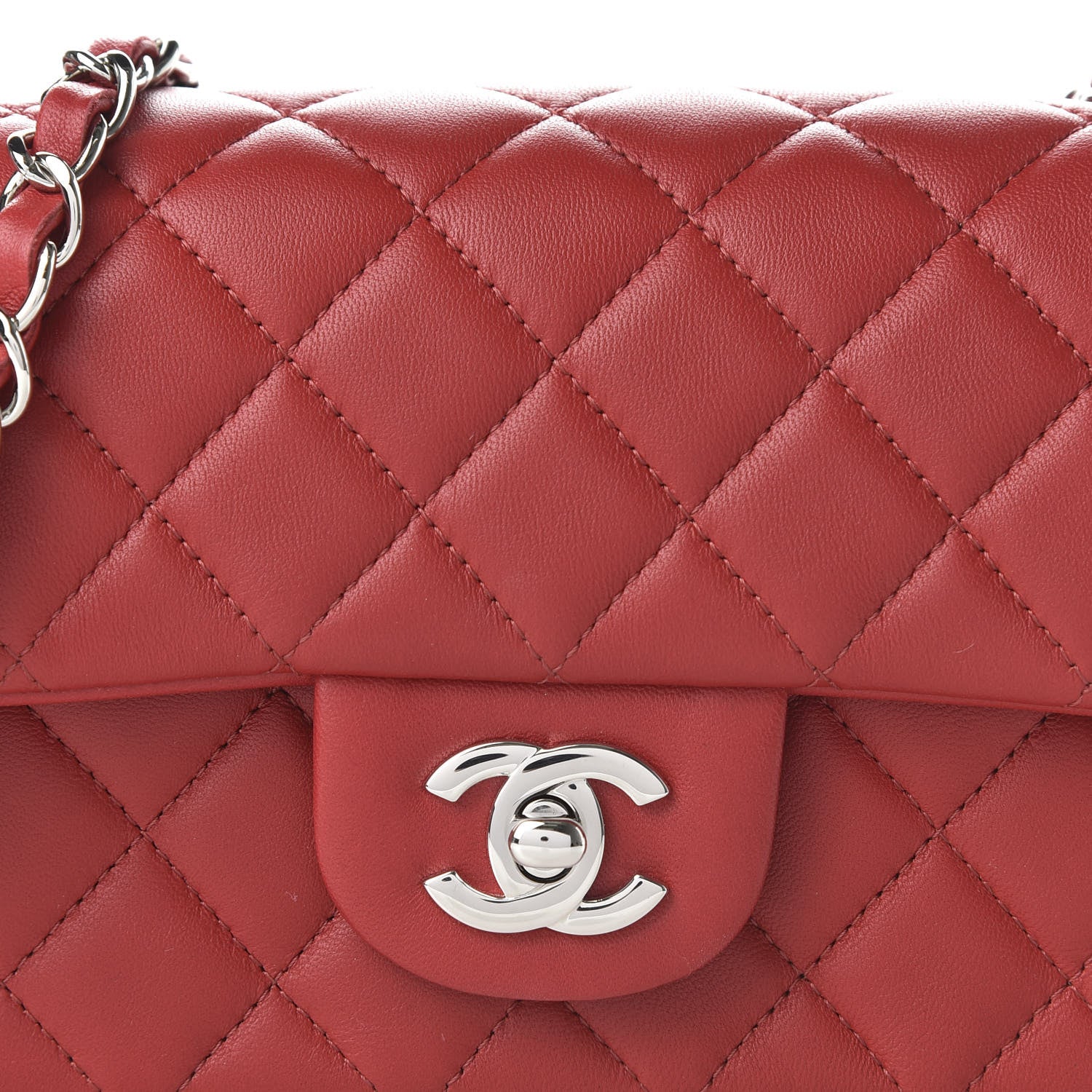 Chanel Lambskin Quilted Mini Rectangular Flap Red 10 of 11