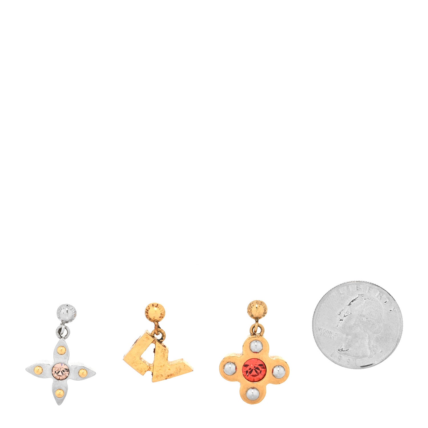 Louis Vuitton Swarovski Crystal Love Letters Earrings GM Set of 3 2 of 6