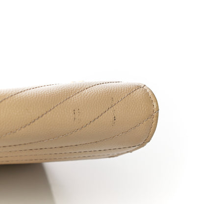 Saint Laurent Grain De Poudre Matelasse Chevron Monogram Chain Wallet Dark Latte 29 of 30