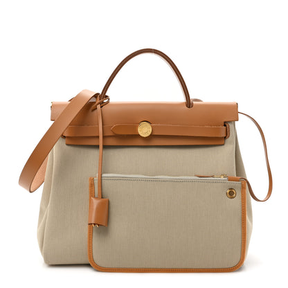 Hermes Vache Hunter Toile Herbag Zip 31 PM Trench Gold 3 of 11