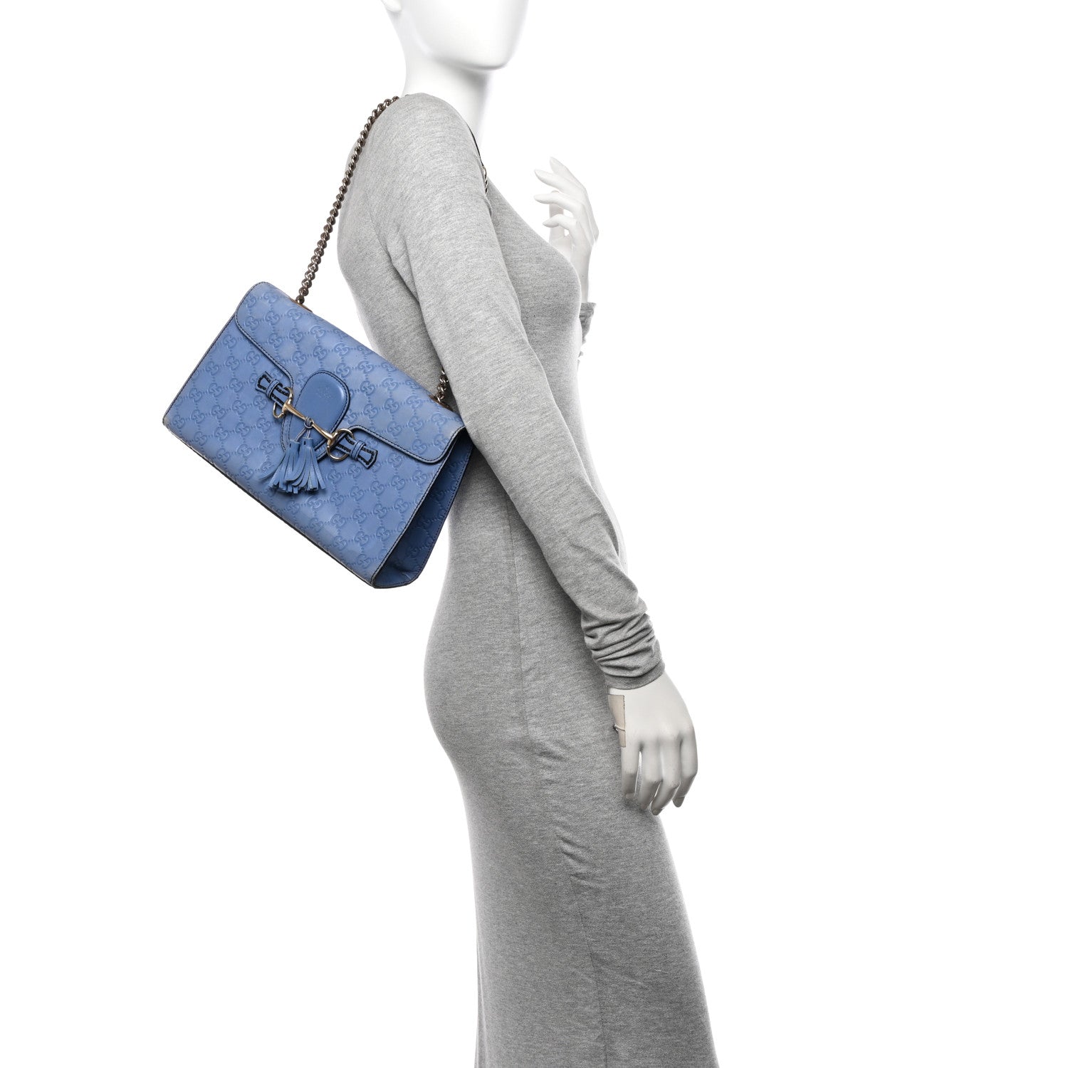 Gucci Soft Guccissima Medium Emily Chain Shoulder Bag Mineral Blue 2 of 19