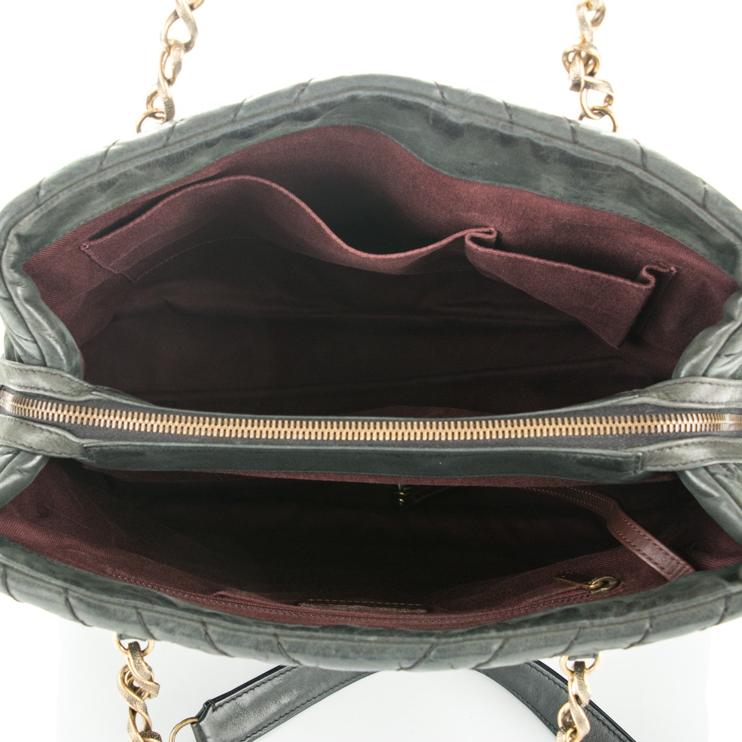 Chanel Iridescent Calfskin Surpique Chevron Tote Black 5 of 7
