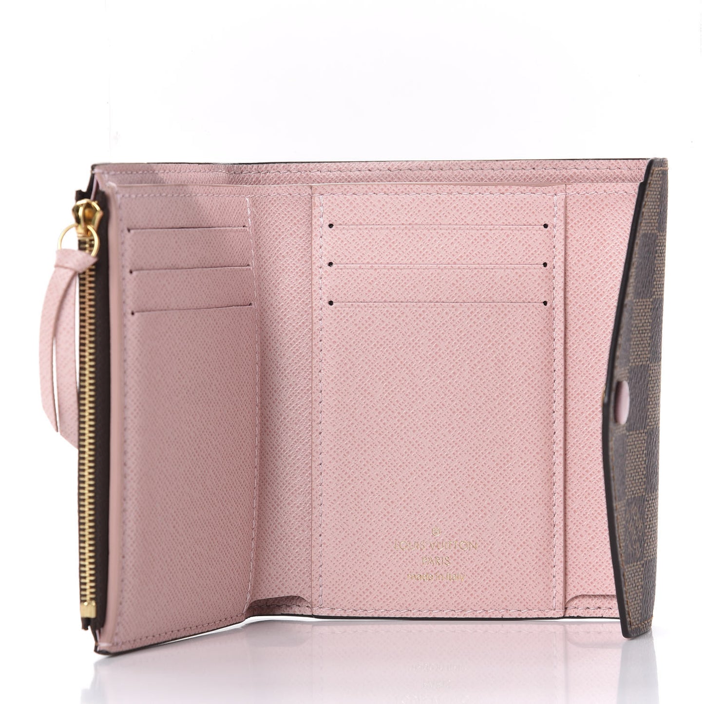 Damier Ebene Victorine Wallet Rose Ballerine