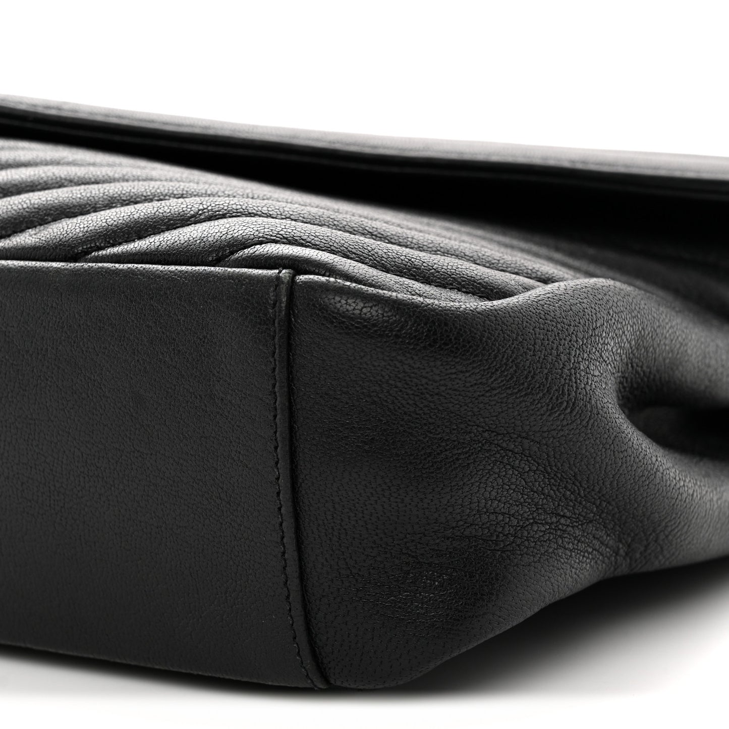 Sheepskin Matelasse Chevron Monogram Large College Satchel Black