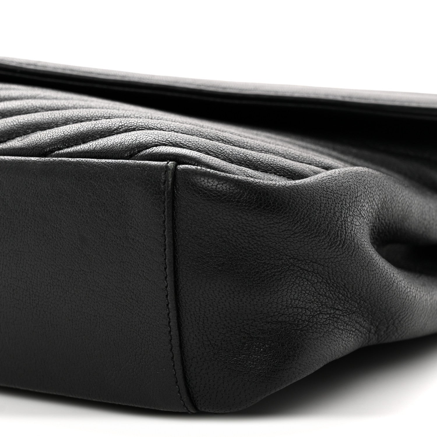 Saint Laurent Sheepskin Matelasse Chevron Monogram Large College Satchel Black 10 of 13