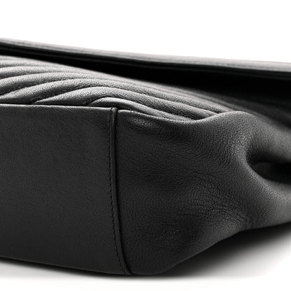 Saint Laurent Sheepskin Matelasse Chevron Monogram Large College Satchel Black 10 of 13