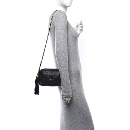 Chanel Lambskin Quilted CC Tassel Camera Case Black 2 of 10