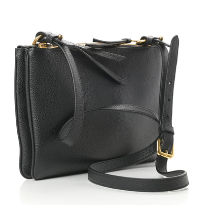Prada Vitello Phenix Double Zip Crossbody Bag Black 3 of 12