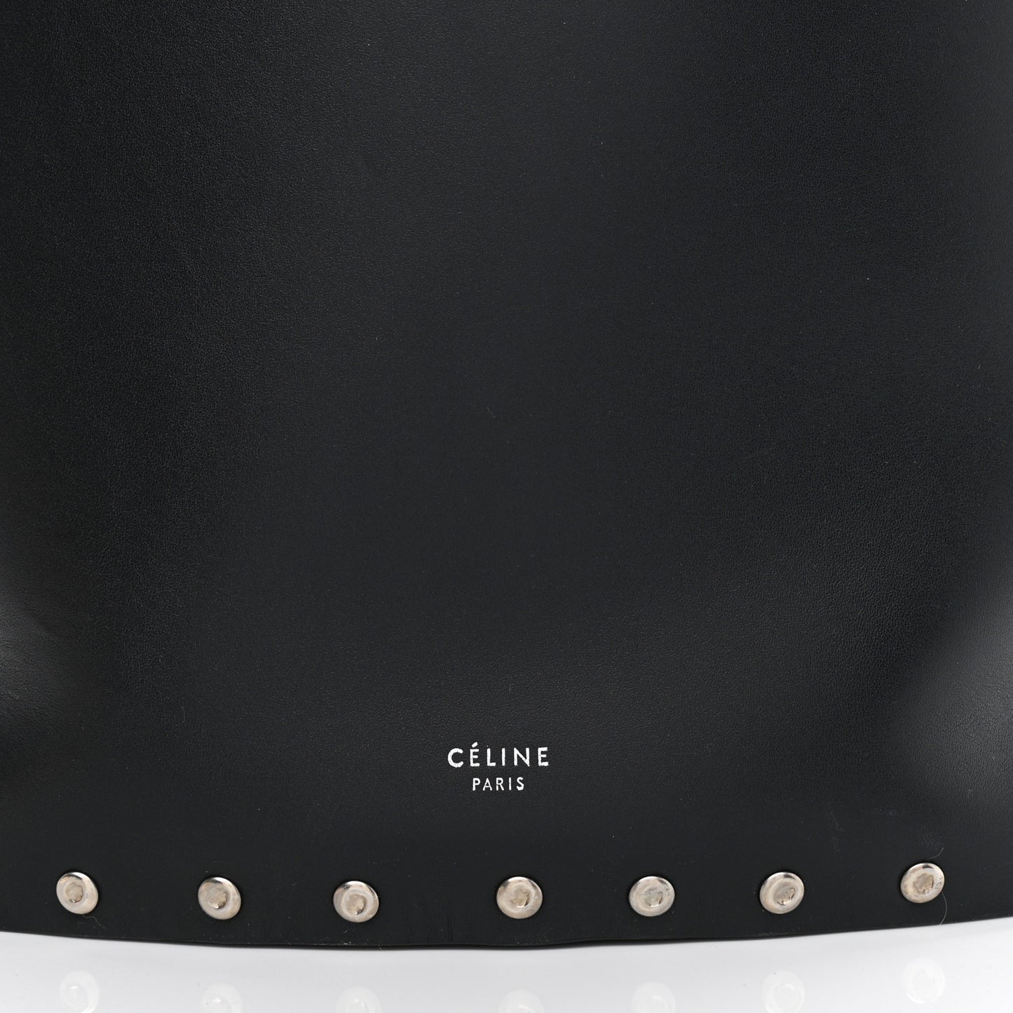 Satinated Natural Calfskin Large Studs Bucket Shoulder Bag Dark Navy
