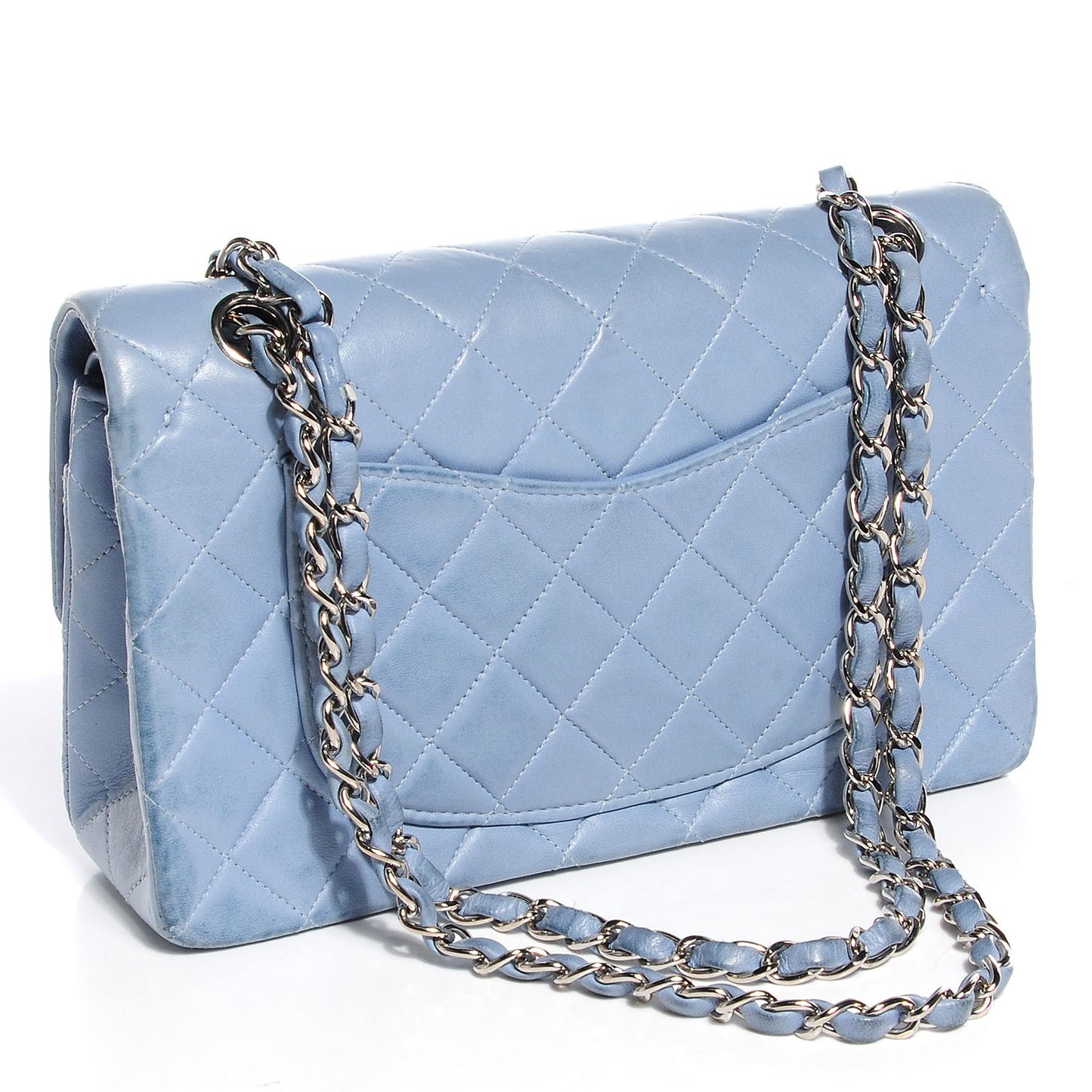 Lambskin Small Double Flap Light Blue