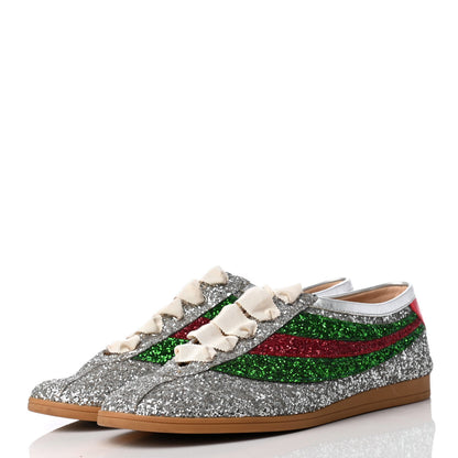 Gucci Glitter Fabric Web Mens Falacer Sneakers 7 Silver 3 of 9