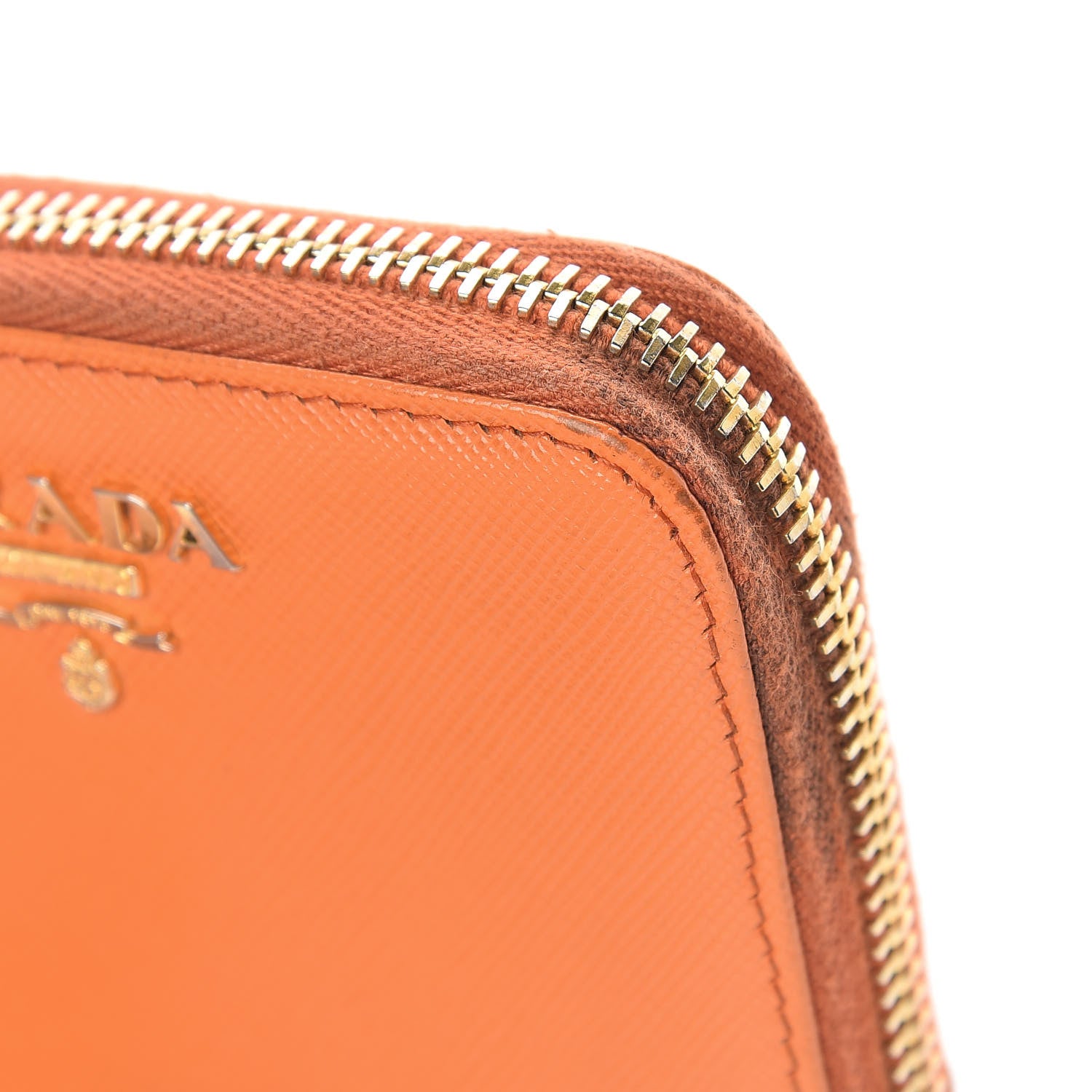 Prada Saffiano Metal Zip Coin Purse Papaya 14 of 17