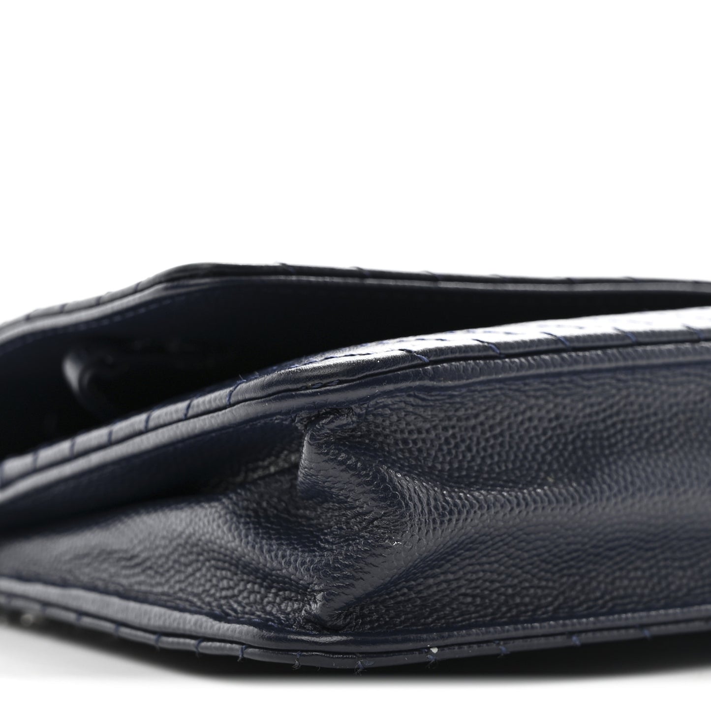 Caviar Chevron Quilted Wallet On Chain WOC Navy