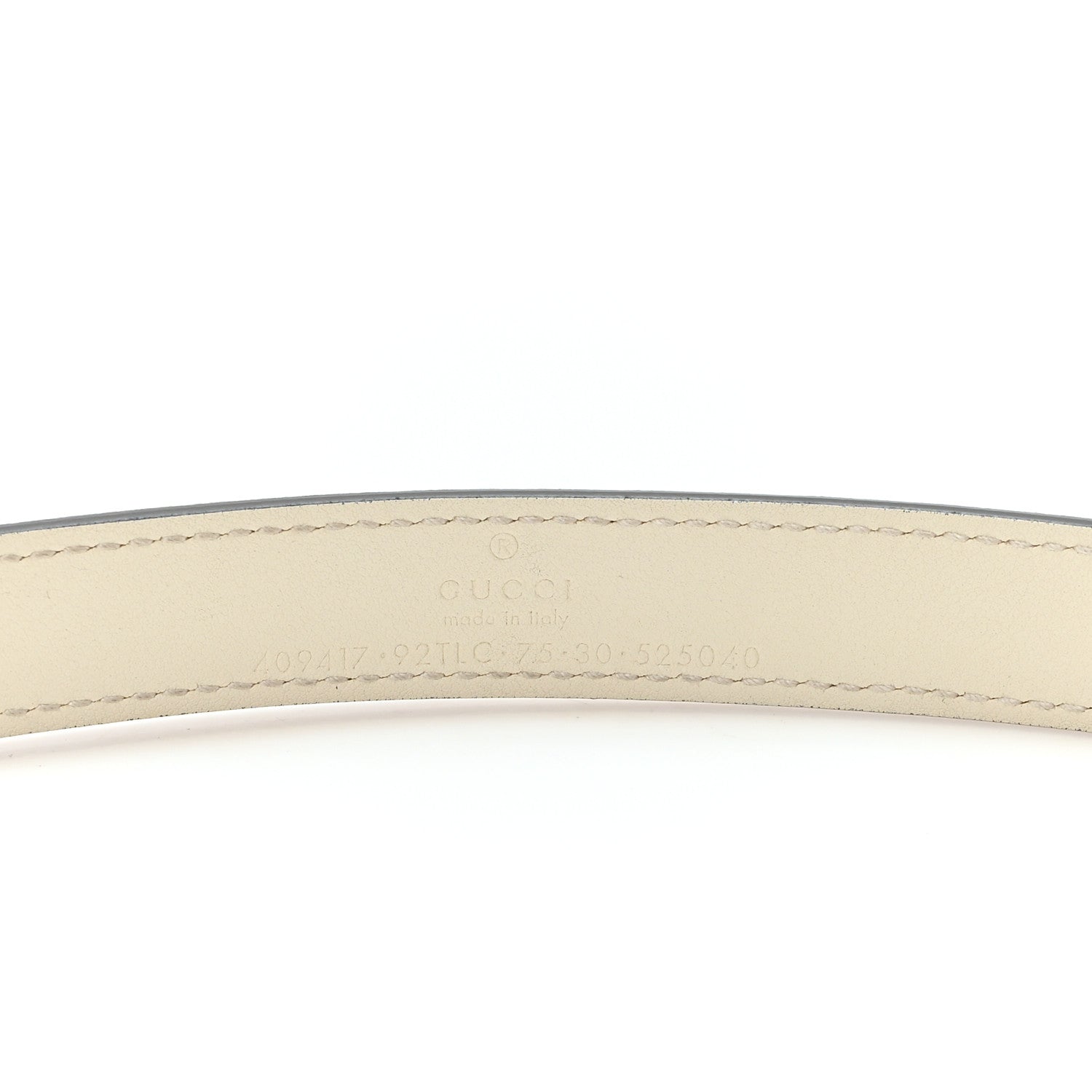 Gucci GG Supreme Monogram Matte Plutone Calfskin Double G 20mm Belt 75 30 Beige White New Acero 3 of 4