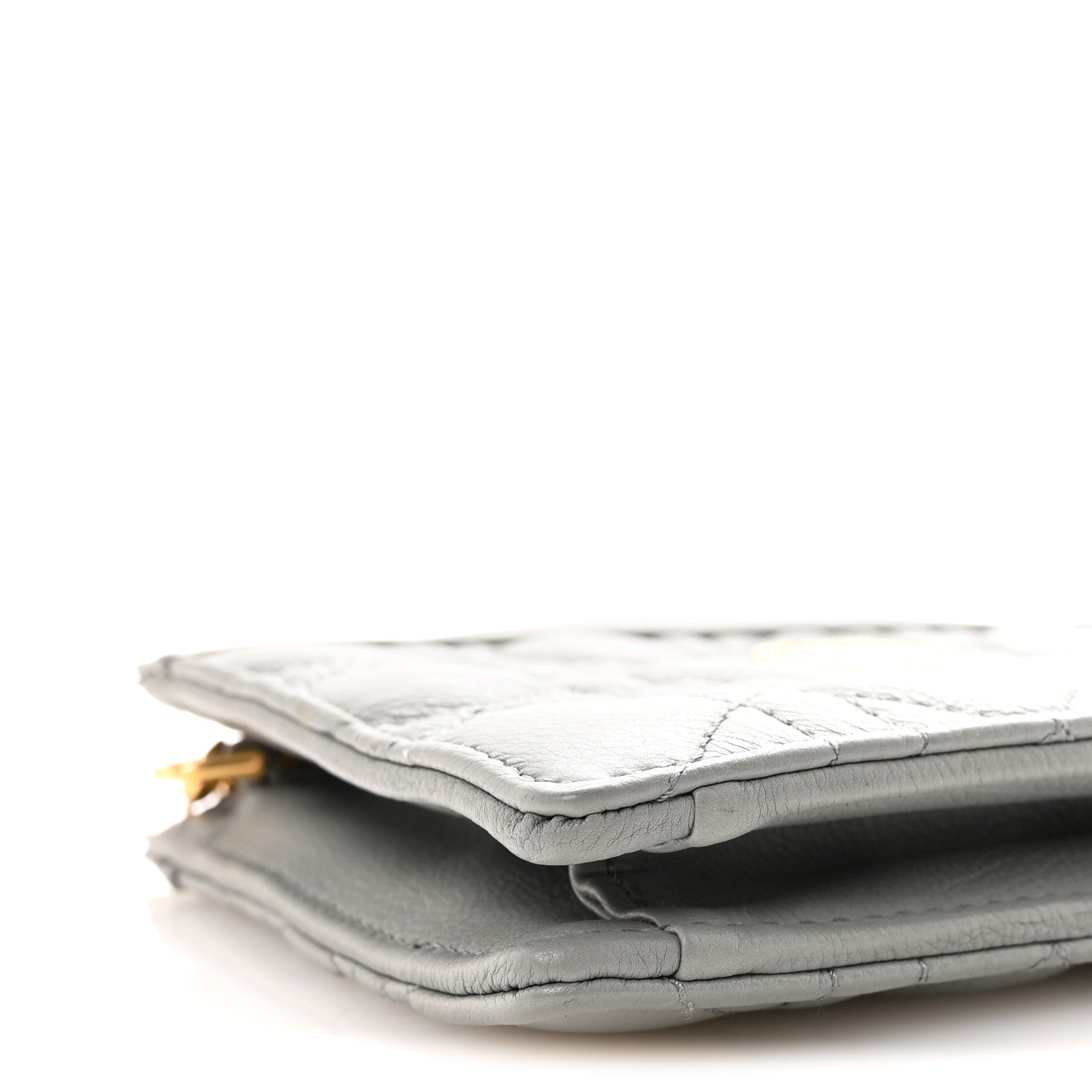 Christian Dior Calfskin Cannage Caro Zipped Pouch With Chain Grey 9 of 10