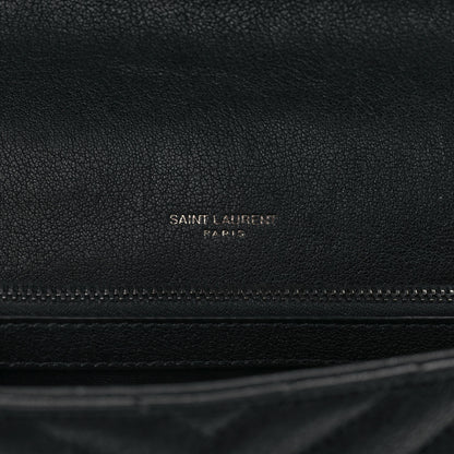 Saint Laurent Sheepskin Matelasse Chevron Monogram Medium College Bag Black 6 of 9