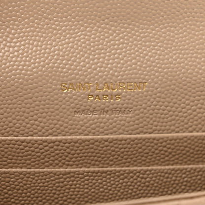 Saint Laurent Grain De Poudre Textured Mixed Matelasse Triquilt Small Monogram Envelope Wallet Dark Beige 6 of 8