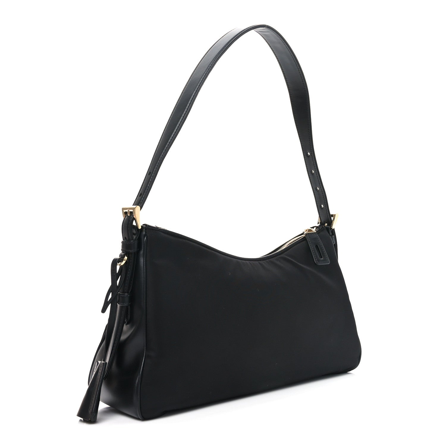 Prada Re-Nylon Vitello Large Aimee Shoulder Bag Black 3 of 9