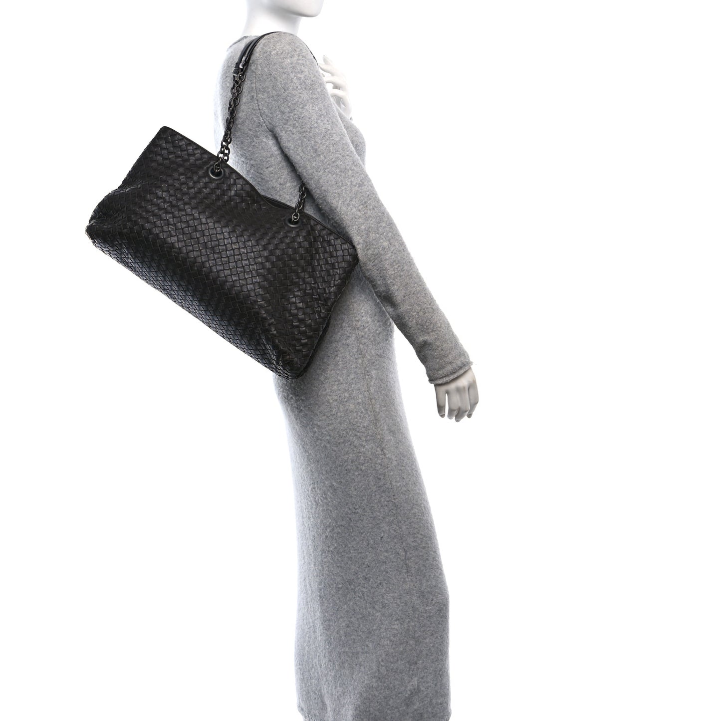 Nappa Intrecciato Classic Chain Strap Tote Ebano