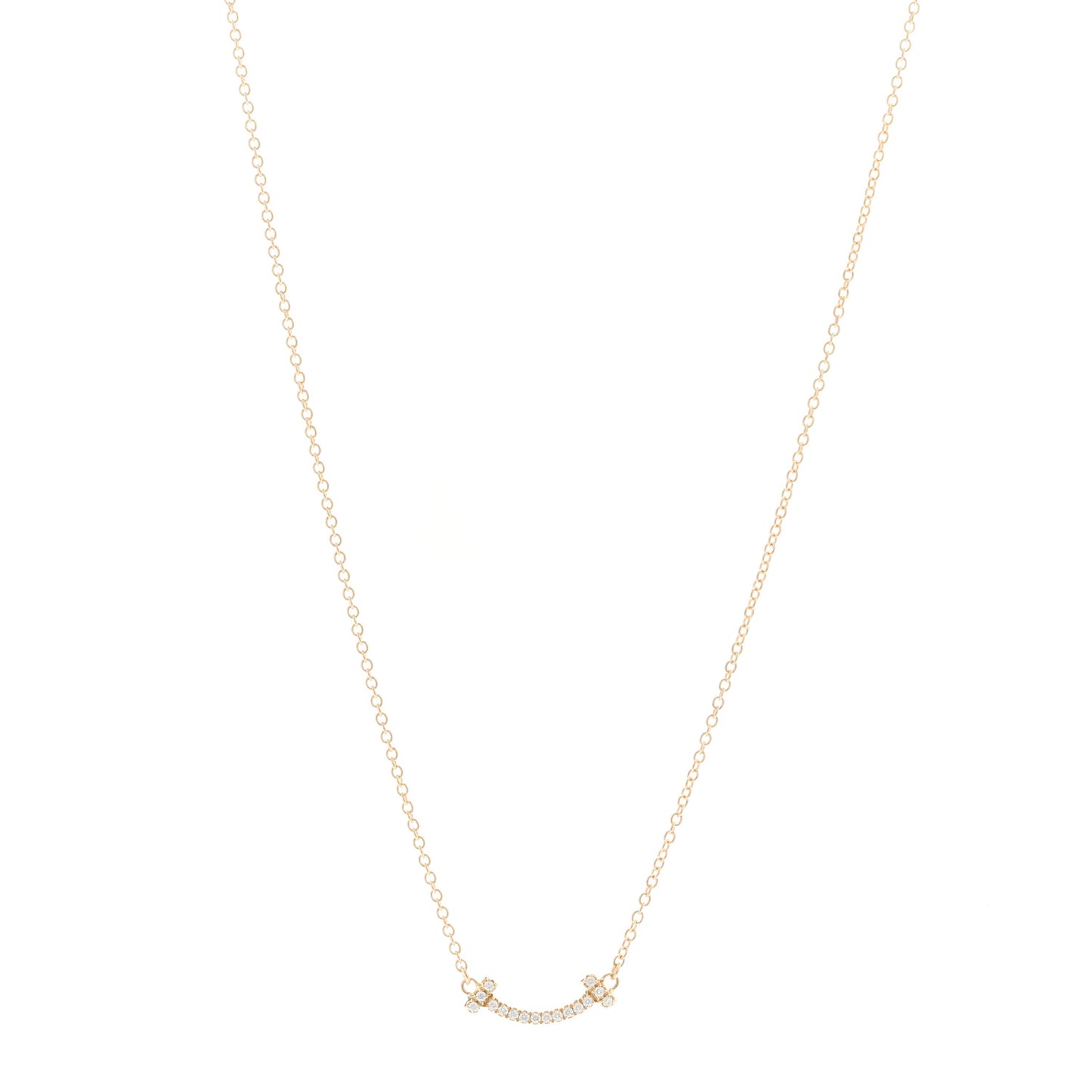 18K Yellow Gold Diamond Mini T Smile Pendant Necklace
